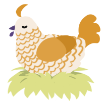 (unnamed), a cream and orange chicken with a lace pattern