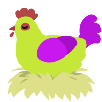 A lime and amethyst chicken