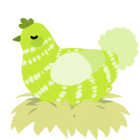 A lime and apple chicken with a bar pattern