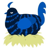 A tumblr and ultramarine chicken with a bar pattern