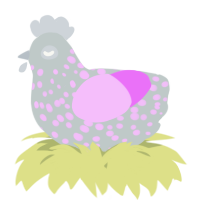A silver and lavender chicken with a speckle pattern