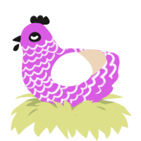 A orchid and cream chicken with a lace pattern