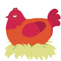 Sunrise, a vermilion and crimson chicken with a head pattern