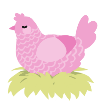 A pink chicken with a lace pattern