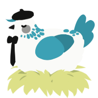A white and sea chicken with a neck-speckle pattern
