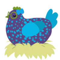A overcast and cerulean chicken with a speckle pattern
