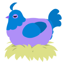 A lilac and sapphire chicken with a head pattern