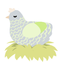 Kazoo, a mist and apple chicken with a lace pattern