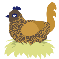 gilded turd, a bark and gold chicken with a double-lace pattern