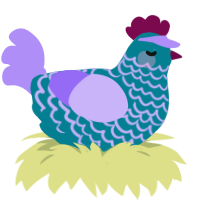 Fun Wine Aunt, a sea and lilac chicken with a lace pattern