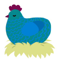 Dredge Moonfish, a teal and sapphire chicken with a lace pattern