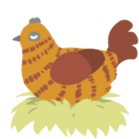 A orange and russet chicken with a bar pattern