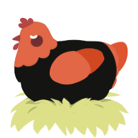 Vermilion Alt Mix, a black and vermilion chicken with a head pattern