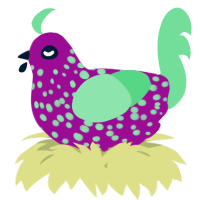 A plum and spring chicken with a speckle pattern