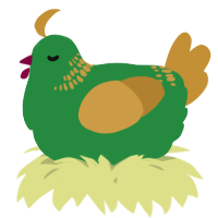 A viridian and gold chicken with a neck-band pattern