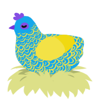 eyestrain, a sky and yellow chicken with a double-lace pattern
