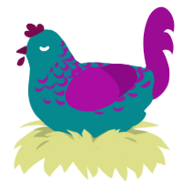 A teal and plum chicken with a half-lace pattern