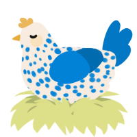 A cream and sapphire chicken with a speckle pattern