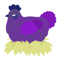 A overcast and violet chicken with a lace pattern