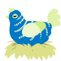 A sapphire and apple chicken with a half-bar pattern
