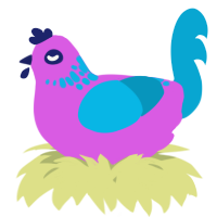 A orchid and cerulean chicken with a neck-speckle pattern