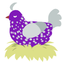 Pop Rocks, a violet and silver chicken with a speckle pattern