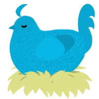 A cerulean chicken with a double-lace pattern
