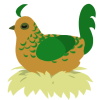 A gold and leaf chicken with a half-lace pattern