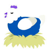 sans undertale, a ultramarine and white chicken with a head pattern