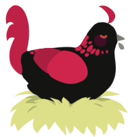 jam on burnt toast, a black and crimson chicken with a neck-speckle pattern