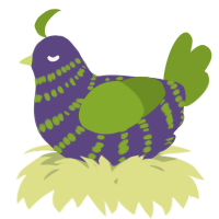 A overcast and chartreuse chicken with a bar pattern