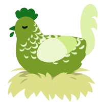 salad greens, a chartreuse and apple chicken with a half-lace pattern