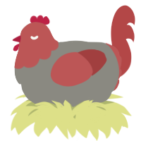 A ash and red chicken with a head pattern