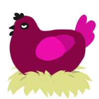 Berry, a maroon and fuchsia chicken