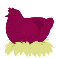 A maroon chicken with a lace pattern