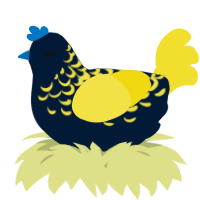 A tumblr and yellow chicken with a half-lace pattern