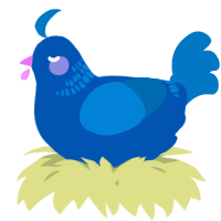 A ultramarine and sapphire chicken with a neck-band pattern