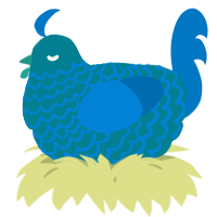 A sea and sapphire chicken with a lace pattern