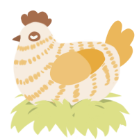 A cream and honey chicken with a bar pattern