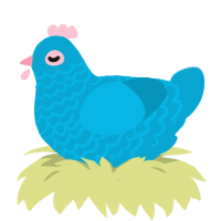 A cerulean chicken with a lace pattern