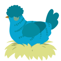 A cerulean and sea chicken with a half-bar pattern