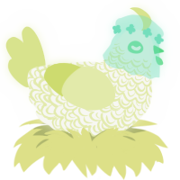 Specter, a white and lemon chicken with a double-lace pattern