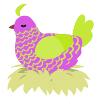 A orchid and lime chicken with a lace pattern