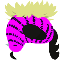 June, a amethyst and black chicken with a bar pattern