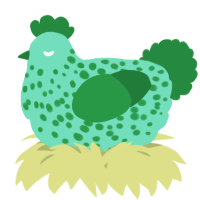A mint and viridian chicken with a speckle pattern