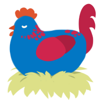 playdoh, a sapphire and crimson chicken with a neck-speckle pattern