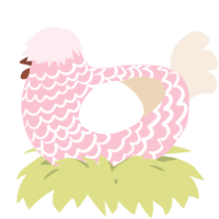 A rose and cream chicken with a lace pattern