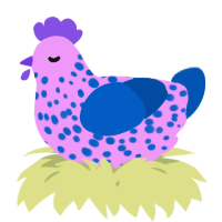 A lavender and ultramarine chicken with a speckle pattern