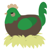 A bark and viridian chicken with a head pattern