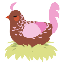 A russet and pink chicken with a half-lace pattern